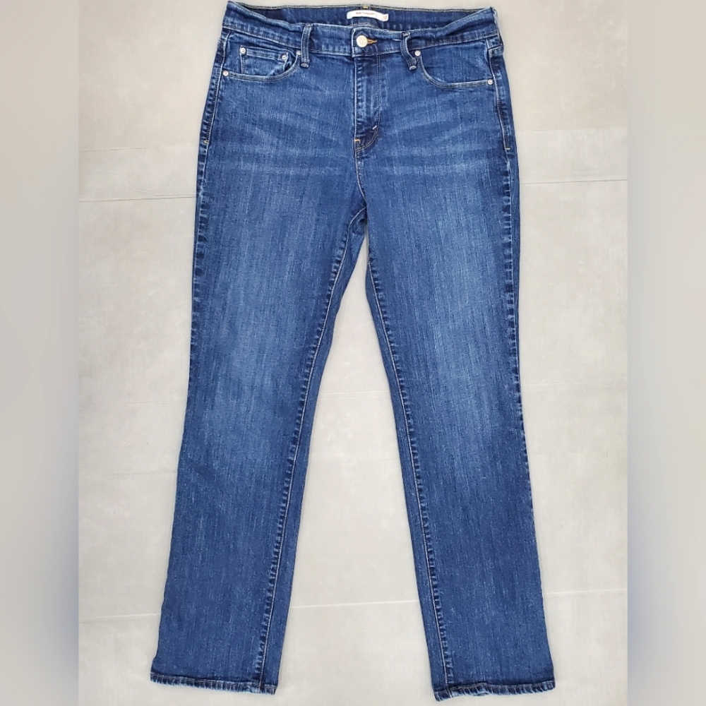 Levi's 505 jeans women's 12 medium wash straight leg mid rise stretch Western